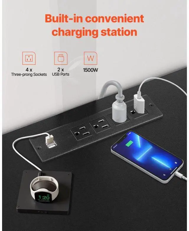 Alt view image 7 of 7 - VEVOR 52" TV Stand with Mount for up to 75 in TVs with Power Outlet & LED Lights