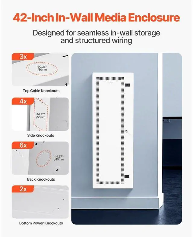 Alt view image 4 of 7 - VEVOR Structured Media Center Enclosure 28 in with Vented Hinged Door Cable Management