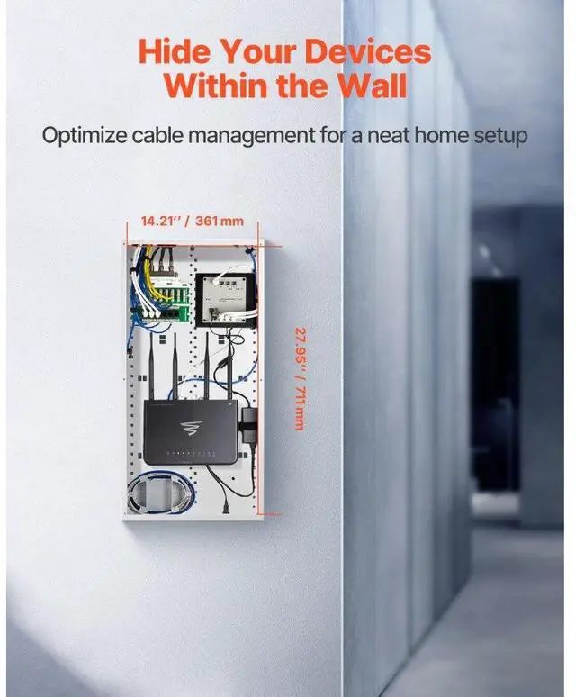 Alt view image 2 of 7 - VEVOR Structured Media Enclosure 28 in Recessed in-Wall TV Media Box with Cover