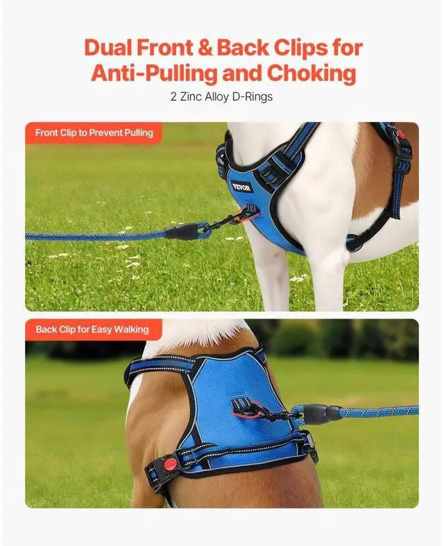 Alt view image 2 of 7 - VEVOR Dog Harness for Large Dogs No Pull Adjustable Dog Vest Pet Harness with Leash