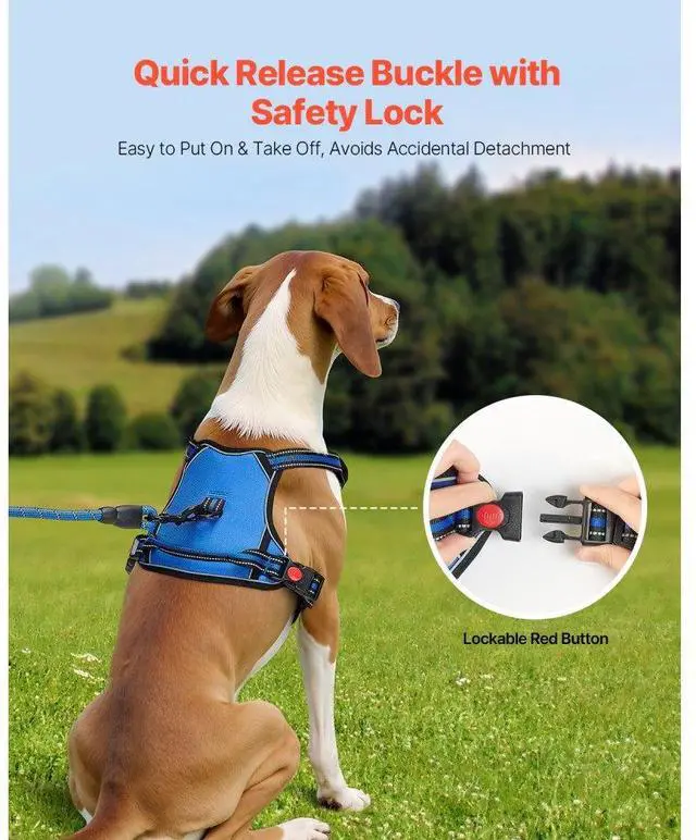 Alt view image 3 of 7 - VEVOR Dog Harness for Large Dogs No Pull Adjustable Dog Vest Pet Harness with Leash