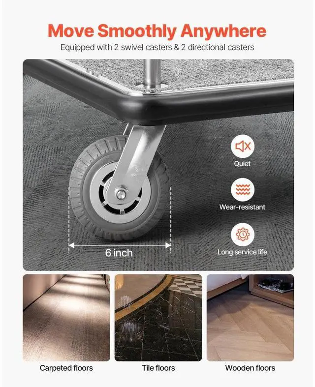 Alt view image 4 of 7 - VEVOR  Hotel Luggage Cart 800 LBS Brushed Stainless Steel Finish Bellman's Cart