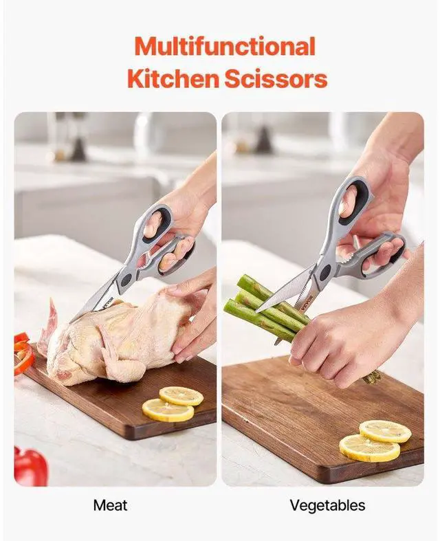 Alt view image 2 of 7 - VEVOR Kitchen Scissors Stainless Steel Kitchen Shears Protective Sheath Grey