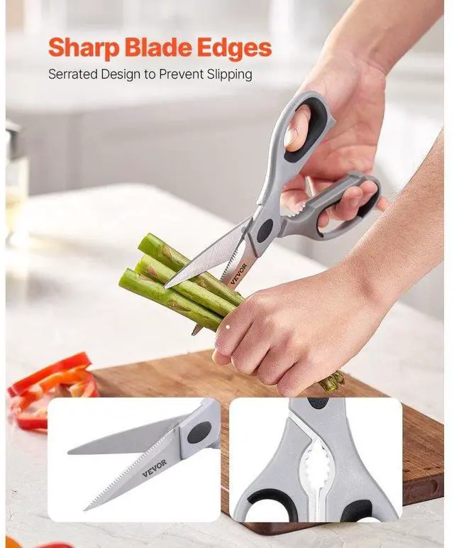 Alt view image 4 of 7 - VEVOR Kitchen Scissors Stainless Steel Kitchen Shears Protective Sheath Grey