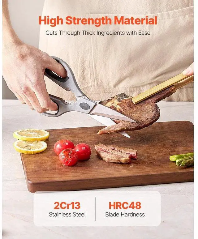Alt view image 5 of 7 - VEVOR Kitchen Scissors Stainless Steel Kitchen Shears Protective Sheath Grey
