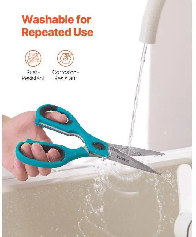 Alt view image 6 of 7 - VEVOR Kitchen Scissors 2 Pack Stainless Steel Kitchen Cooking Shears Cyan+Grey