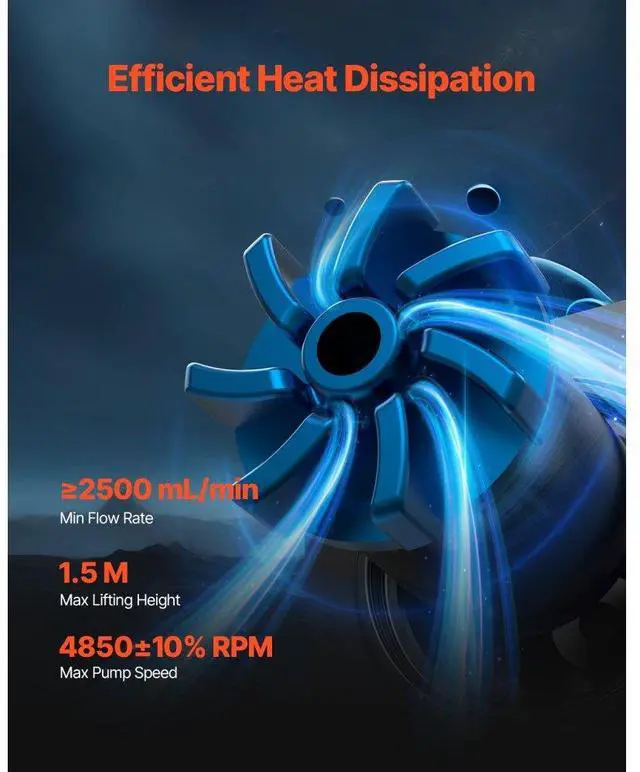 Alt view image 2 of 7 - VEVOR CPU Liquid Cooler AIO CPU Water Cooler with 120 mm PWN Fans for Intel AMD