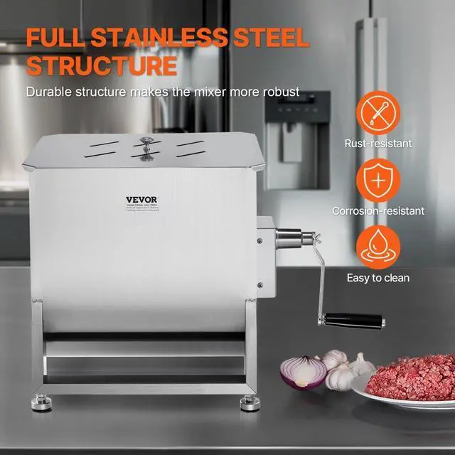 Alt view image 5 of 7 - VEVOR Manual Meat Mixer 80L Fixed Tank Mixing Max 80LB for Meat Sausage Mixer Machine