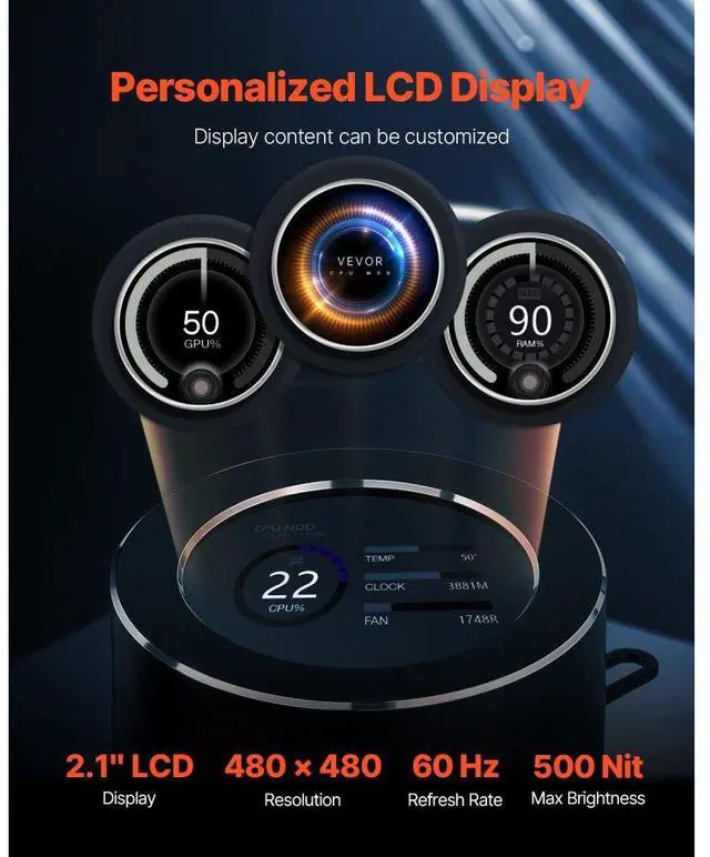 Alt view image 3 of 7 - VEVOR CPU Liquid Cooler AIO CPU Water Cooler with ARGB Light & 120 mm PWN Fans