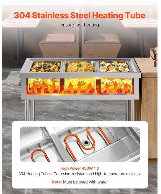 Alt view image 2 of 7 - 3-Pan Commercial Food Warmer Steam Table with Independent Temperature Control