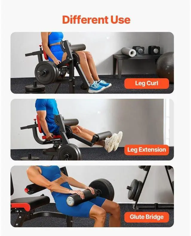 Alt view image 6 of 14 - VEVOR Leg Extension and Curl Machine Lower Body Special Leg Exercise Bench Adjustable