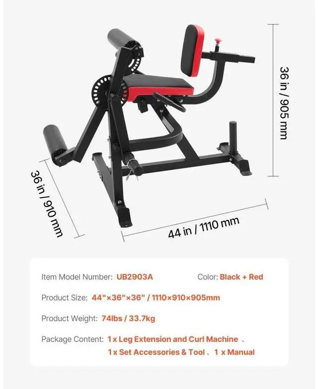 Alt view image 7 of 14 - VEVOR Leg Extension and Curl Machine Lower Body Special Leg Exercise Bench Adjustable