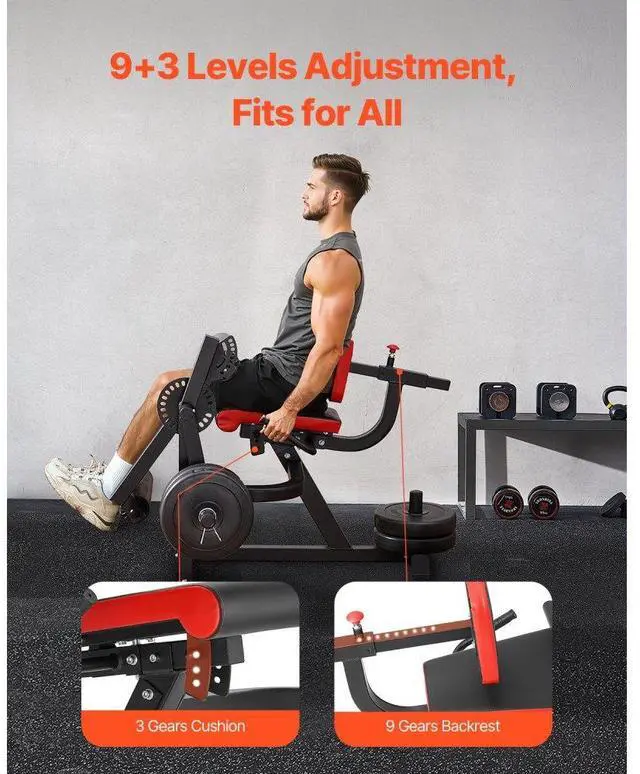 Alt view image 5 of 14 - VEVOR Leg Extension and Curl Machine Lower Body Special Leg Exercise Bench Adjustable
