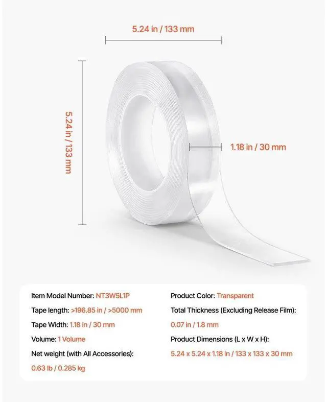 Alt view image 7 of 14 - VEVOR Double Sided Tape Heavy Duty, 16 ft Long Nano Mounting Tape, Strong Adhesive & Reusable, Clear Two Sided Wall Tape, Removable Poster Picture Hanging Strips for Home, Office, Car, Outdoor Use