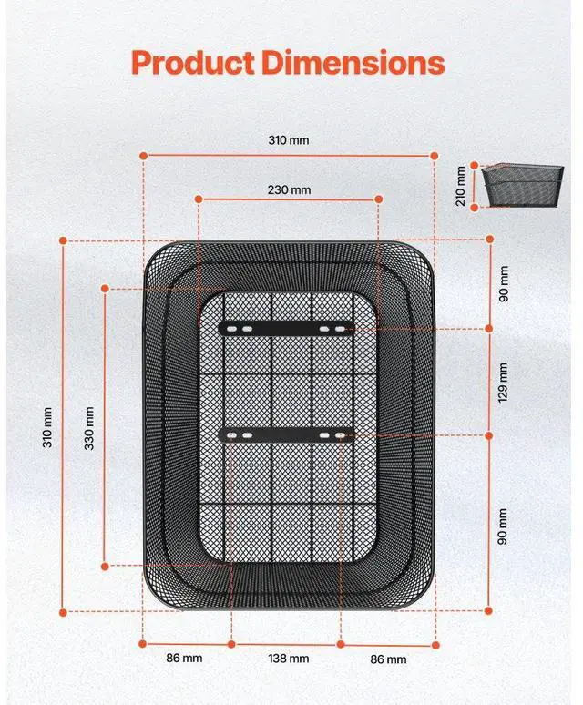 Alt view image 6 of 7 - Rear Bike Basket Wire Mesh Bicycle Basket with Cargo Net Waterproof Cover