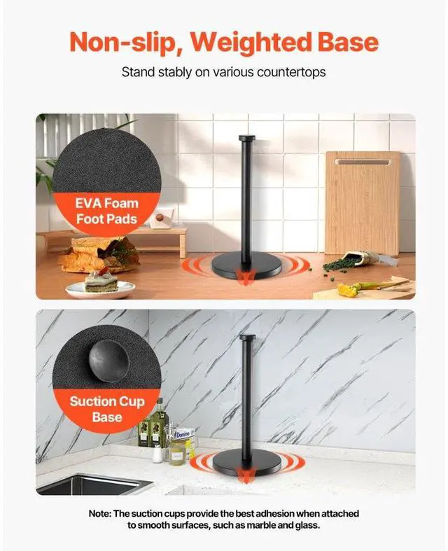 Alt view image 3 of 7 - VEVOR Paper Towel Holder Countertop Stainless Steel Paper Towel Stand for Kitchen