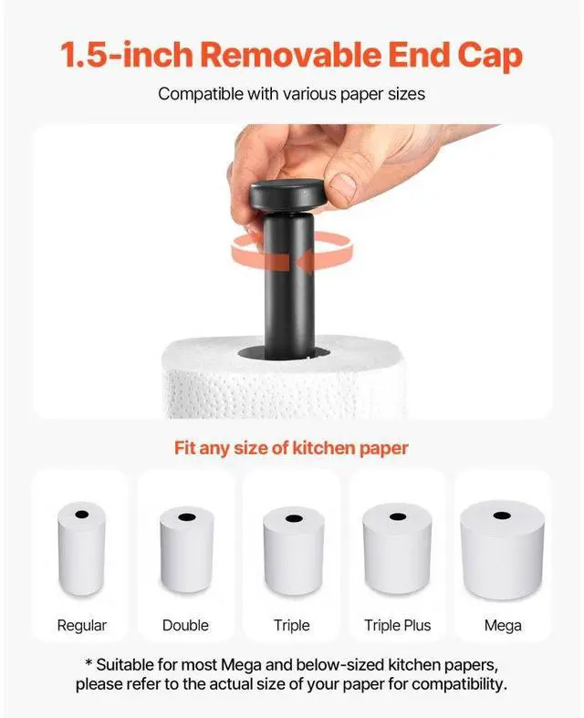 Alt view image 5 of 7 - VEVOR Paper Towel Holder Countertop Stainless Steel Paper Towel Stand for Kitchen