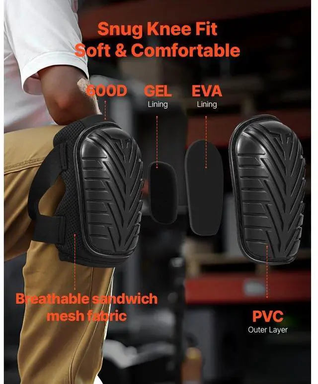 Alt view image 2 of 7 - VEVOR Knee Pads for Work Heavy Duty Construction Knee Pads Soft Foam Gel Cushion