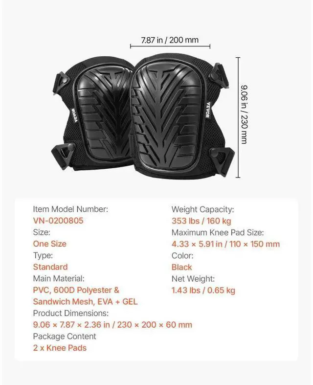 Alt view image 7 of 7 - VEVOR Knee Pads for Work Heavy Duty Construction Knee Pads Soft Foam Gel Cushion