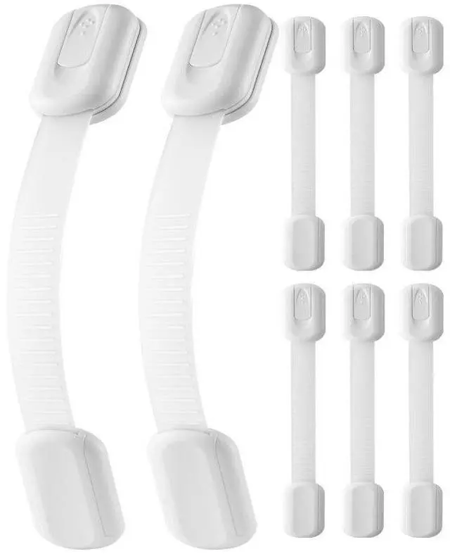Main image of VEVOR Child Safety Strap Locks 8 Pcs 3M Adhesive Cabinet Drawer Door Cupboard Latches