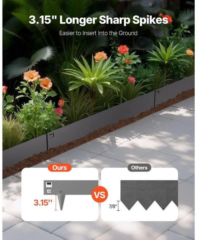 Alt view image 2 of 7 - VEVOR Steel Landscape Edging 5 Packs 39 x 3in Rust-Resistant Edging Border Dark Gray