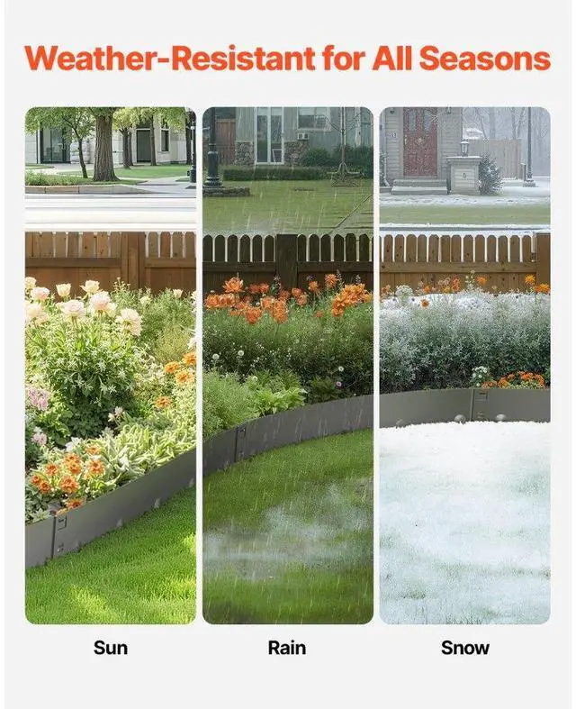 Alt view image 3 of 7 - VEVOR Steel Landscape Edging 5 Packs 39 x 3in Rust-Resistant Edging Border Dark Gray