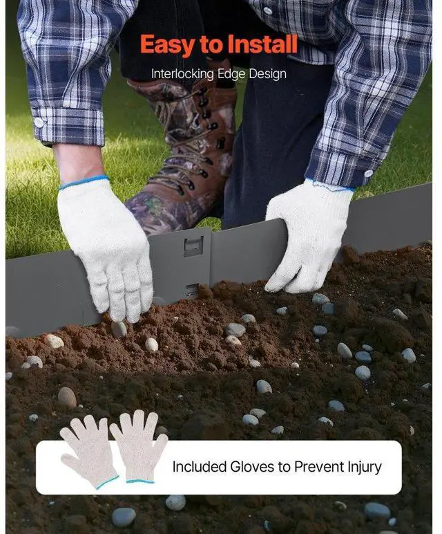 Alt view image 5 of 7 - VEVOR Steel Landscape Edging 5 Packs 39 x 3in Rust-Resistant Edging Border Dark Gray