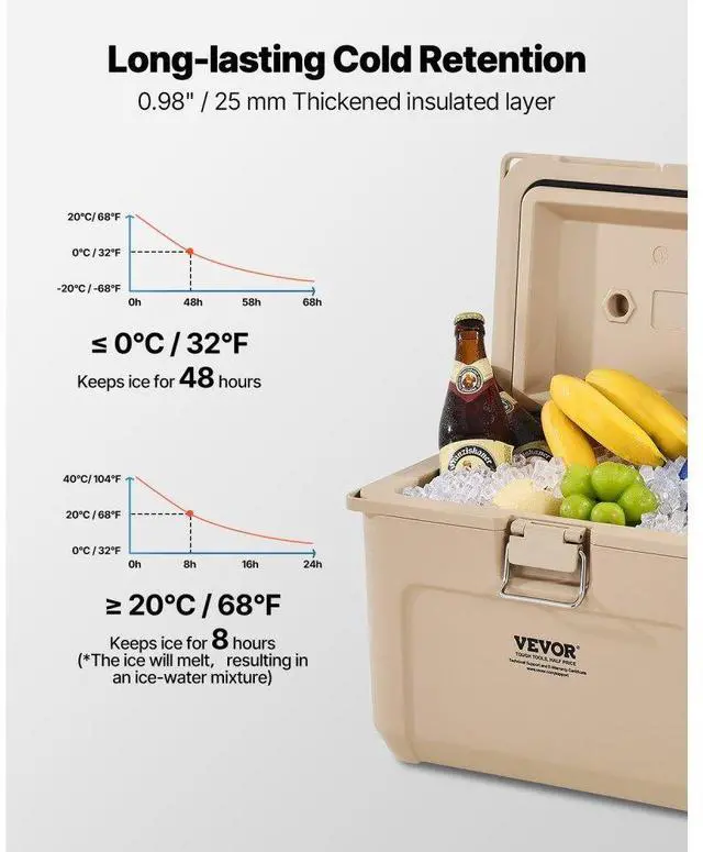 Alt view image 3 of 7 - VEVOR Portable Cooler 16.5 QT Insulated Hard Cooler 23 Can Capacity with Cup Holder