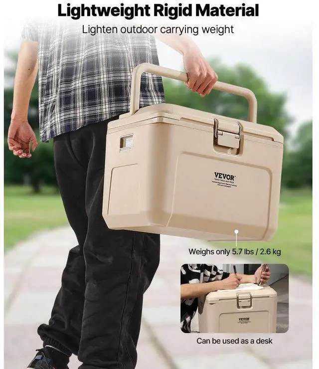 Alt view image 4 of 7 - VEVOR Portable Cooler 16.5 QT Insulated Hard Cooler 23 Can Capacity with Cup Holder