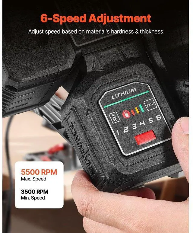 Alt view image 5 of 7 - VEVOR Cordless Track Saw 5-1/2 in Plunge-Cut Circular Saw Kit 20V Battery (Tool Only)