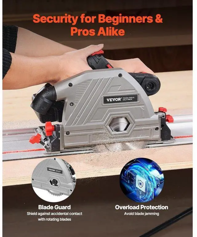 Alt view image 6 of 7 - VEVOR Cordless Track Saw 5-1/2 in Plunge-Cut Circular Saw Kit 20V Battery (Tool Only)