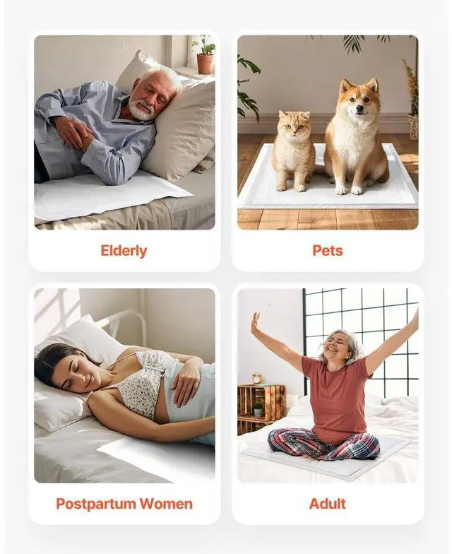 Alt view image 6 of 7 - VEVOR Disposable Underpads 30"x36" Incontinence Bed Pads for Bed Sofa Mattress 70 Pack