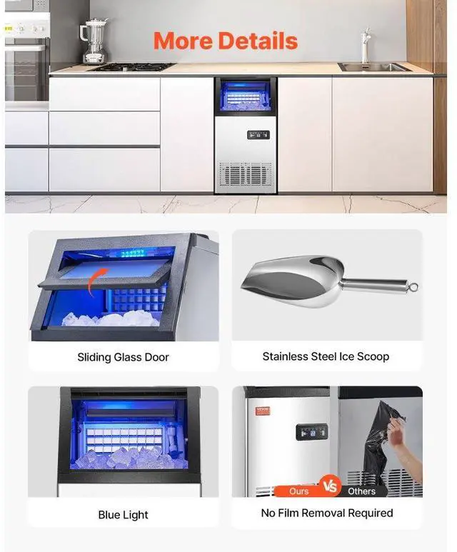 Alt view image 6 of 7 - VEVOR Commercial Ice Maker Freestanding Cabinet Machine 80lbs/24H 36 Ice Cubes
