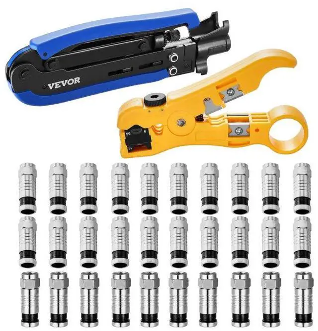 Main image of VEVOR Coax Cable Crimper Kit Coaxial Cable Compression Tool Kit with Crimp Tool