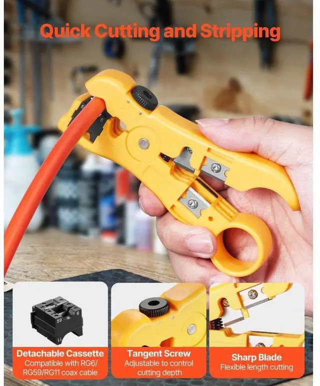 Alt view image 3 of 7 - VEVOR Coax Cable Crimper Kit Coaxial Cable Compression Tool Kit with Crimp Tool