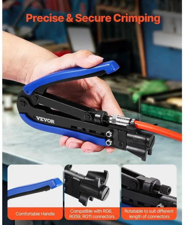 Alt view image 4 of 7 - VEVOR Coax Cable Crimper Kit Coaxial Cable Compression Tool Kit with Crimp Tool