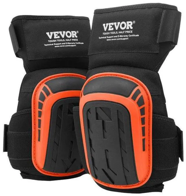 Main image of VEVOR Knee Pads for Work, Extended Heavy Duty Construction Knee Pads with 2 Extension Straps, Anti-Slip Foam Gel Knee Pads, Men & Women, for Gardening Flooring Roofing and Cleaning, Black and Orange
