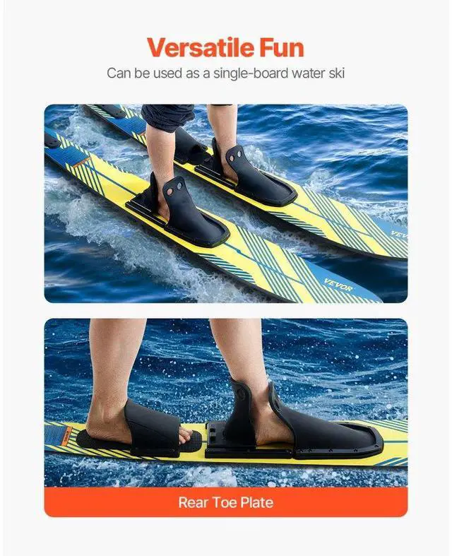 Alt view image 4 of 7 - VEVOR  67-inch Water Skis Combo Adults Water Skis with X-9 Adjustable Bindings