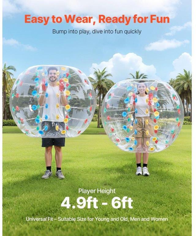 Alt view image 3 of 7 - VEVOR 1-Pack 5FT/1.5M Inflatable Bumper Balls PVC Body Sumo Zorb Ball Outdoor Game