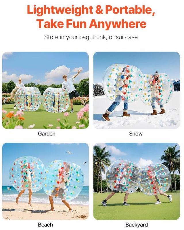 Alt view image 6 of 7 - VEVOR 1-Pack 5FT/1.5M Inflatable Bumper Balls PVC Body Sumo Zorb Ball Outdoor Game