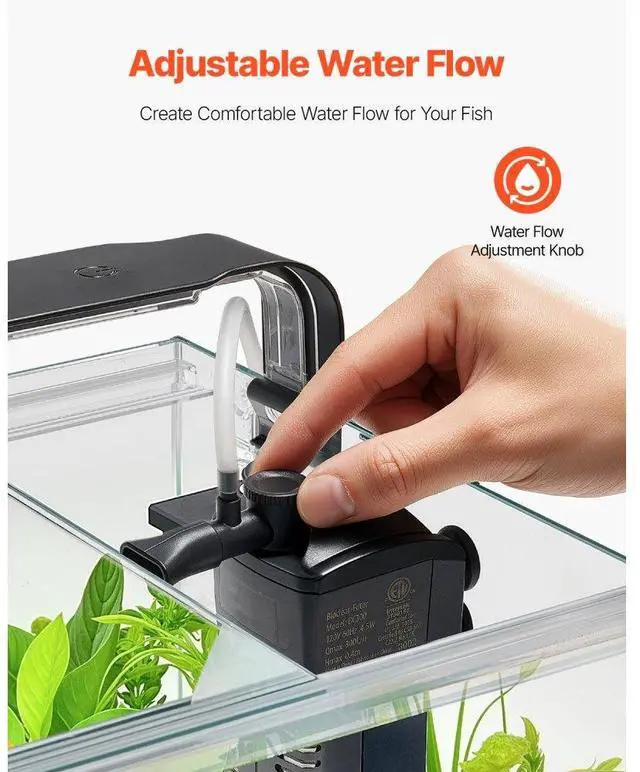 Alt view image 4 of 7 - VEVOR 5 Gallon Fish Tank Aquarium Smart Square Clear Glass 3 Color Self Cleaning