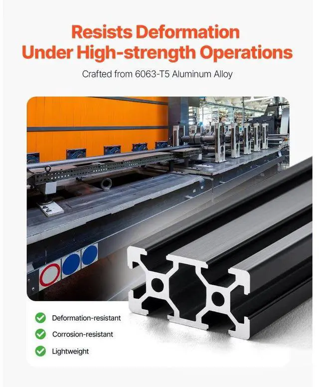 Alt view image 3 of 7 - VEVOR 4PCS 39.4 in (1000 mm) T Slot 2040 Aluminum Extrusion Anodized Linear Rail