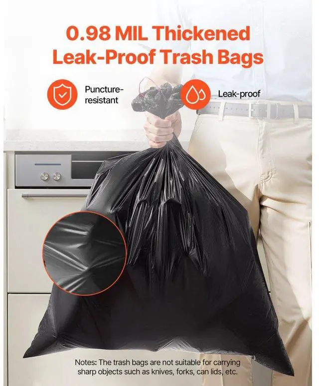 Alt view image 2 of 7 - VEVOR Drawstring Trash Bags Tall Kitchen Bags 30 Gallon 50 Count Garbage Bag