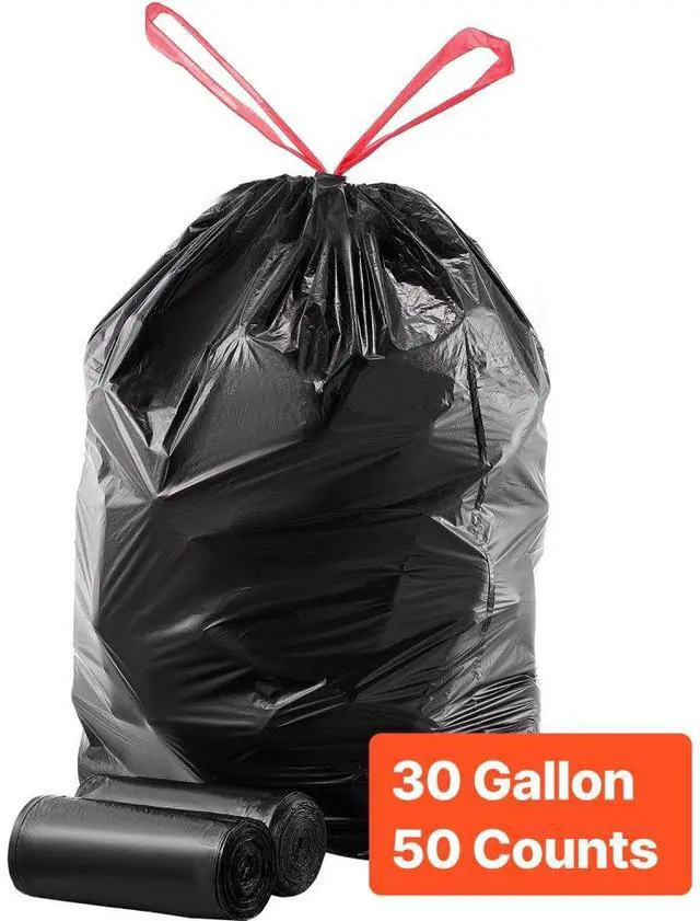 Main image of VEVOR Drawstring Trash Bags Tall Kitchen Bags 30 Gallon 50 Count Garbage Bag