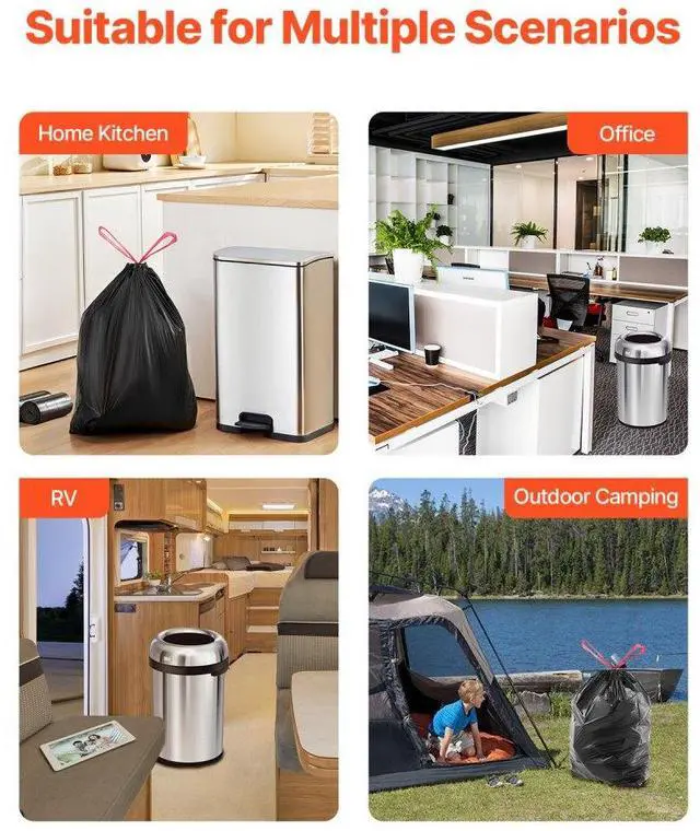 Alt view image 6 of 7 - VEVOR Drawstring Trash Bags Tall Kitchen Bags 30 Gallon 50 Count Garbage Bag