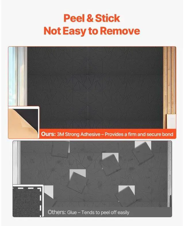 Alt view image 3 of 7 - VEVOR 18 Pack Acoustic Wall Panels 11.8 x 11.8 x 0.4 inch Self-Adhesive Black