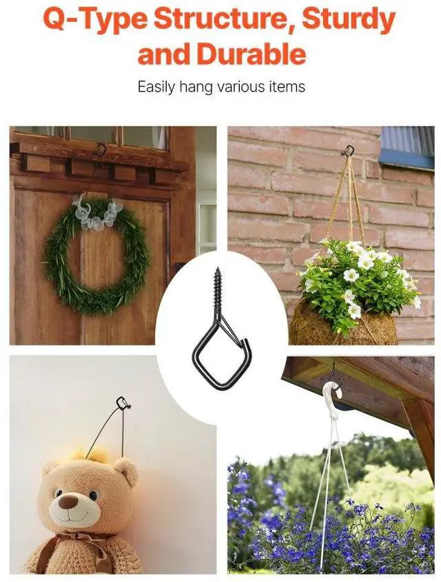 Alt view image 3 of 14 - VEVOR 20 PCS Q-Hanger Hooks Screw Hooks 2.17 in for Outdoor String Lights Decors