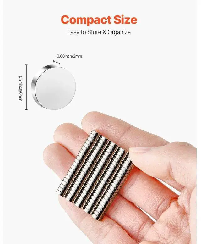 Alt view image 4 of 7 - VEVOR Rare Earth Magnets 100 Pcs Strong Round Small Neodymium Magnets Disc Storage Box
