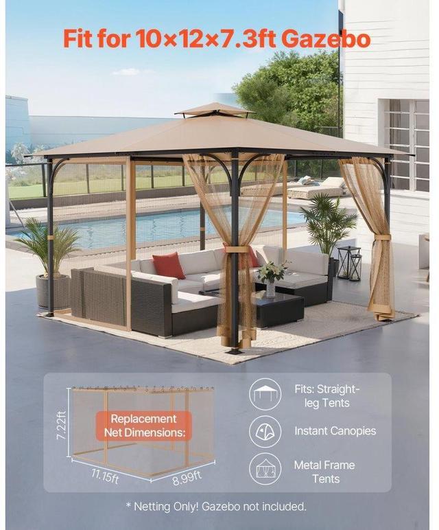 Alt view image 2 of 7 - VEVOR Replacement Mesh Gazebo Netting Screen for 10x12x7.3 ft Outdoor Patio, Net Only