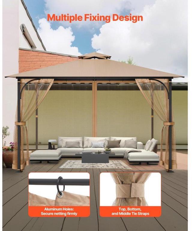 Alt view image 3 of 7 - VEVOR Replacement Mesh Gazebo Netting Screen for 10x12x7.3 ft Outdoor Patio, Net Only